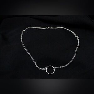 Silver 925 Gender Neutral/Unisex Circle Ring Hoop Charm Necklace